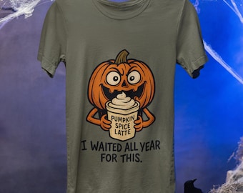 Pumpkin Spice Latte Shirt, Funny Halloween T-Shirt, Cute Pumpkin Tee, Fall Coffee Lover Shirt, Autumn Gift Tee, Spooky Season Shirts