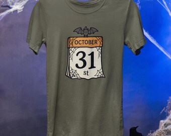 October 31st Halloween Shirt, Cute Calendar Bat Tee, Spooky Date Graphic T-Shirt, Halloween Party Top