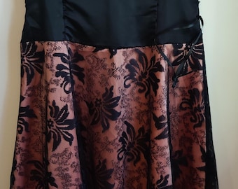 Vintage Style V-Neck Lace up a Line with layered High Low skirt.  Size L