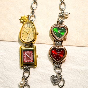 Dual Time Zone Watch Bracelet: Vintage Style Gold Statement Jewelry