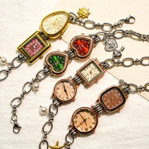 Pulsera de reloj doble de oro vintage: regalo de joyería de reloj de pulsera punk