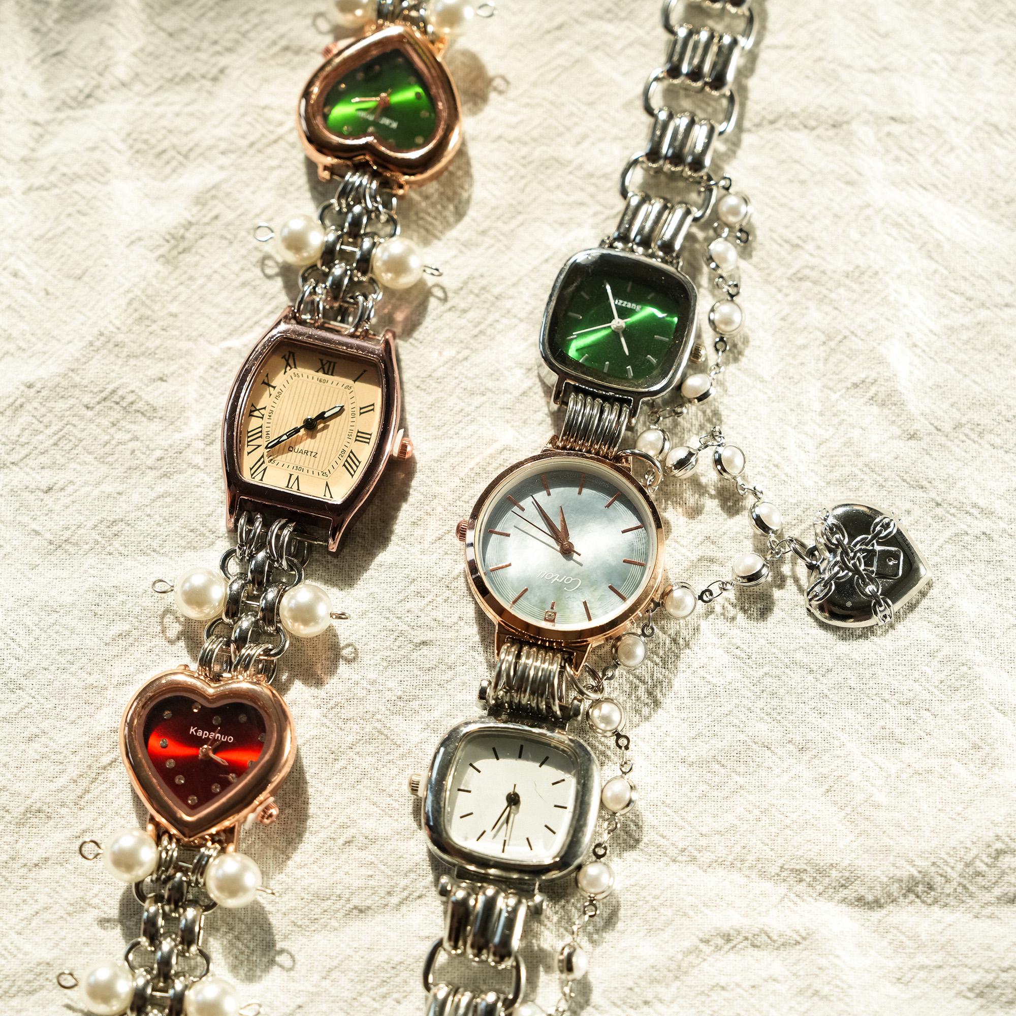 Gold Vintage Punk Watch Choker Necklace, Clock Pendant