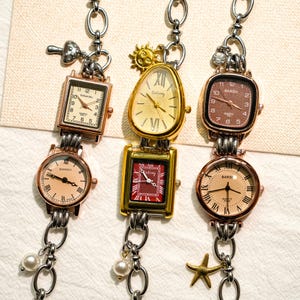 Pulsera de reloj doble vintage de oro rosa: joyería artesanal