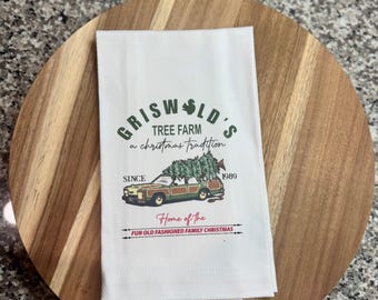 Farmhouse Tea Towel - Tree Farm Kitchen Decor Farmhouse Christmas - Housewarming Gift - Gift for Her - Hostess Gift