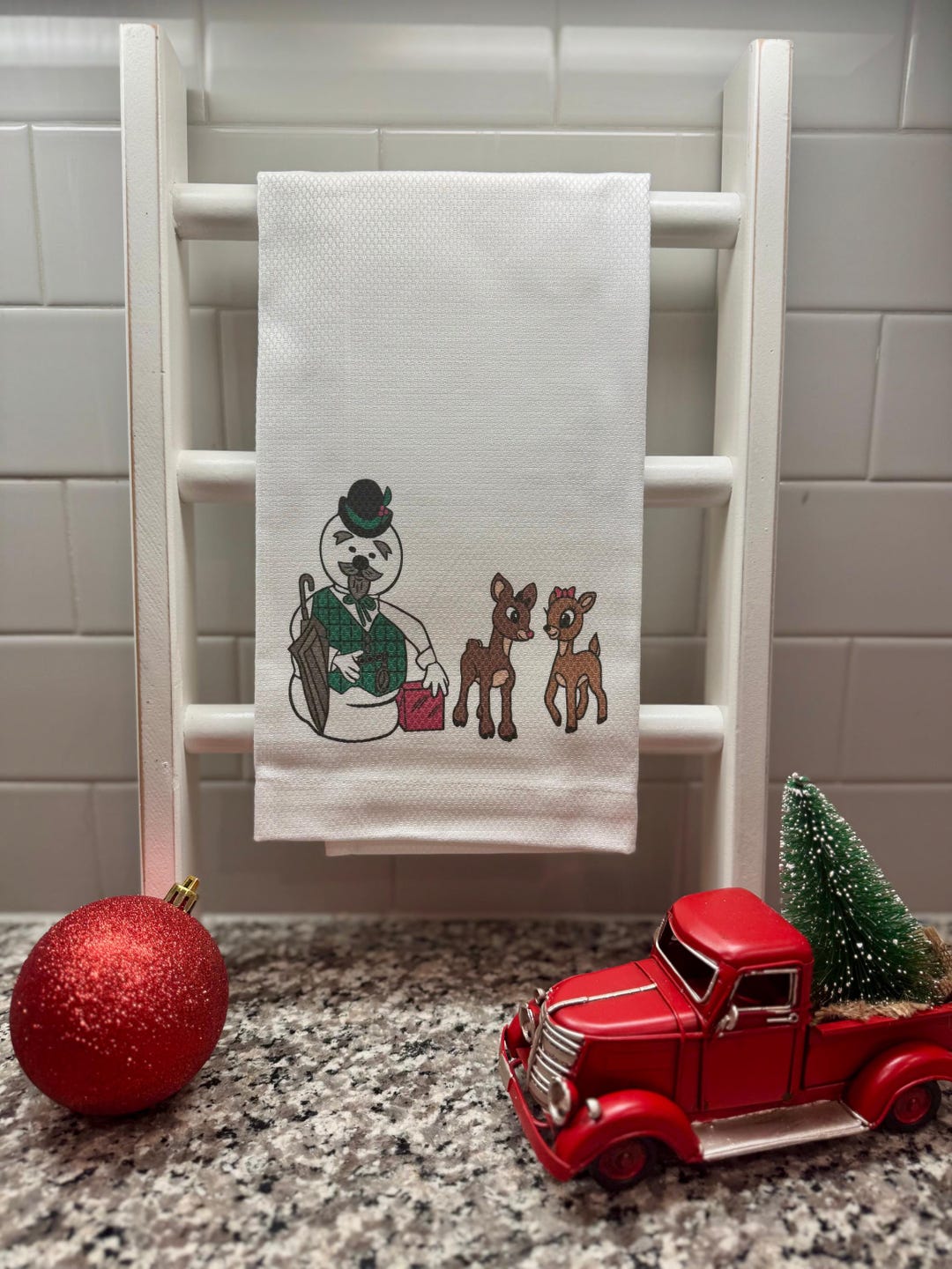 Sam the Snowman, Rudolf & Clarice | Tea Towel Kitchen Towel Christmas ...