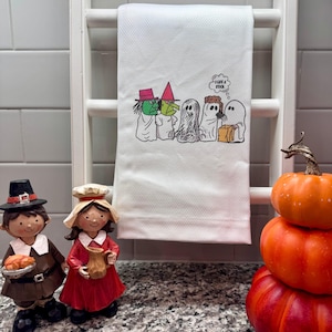 Halloween Dish Towel - Charlie Brown Halloween Costume - Funny Halloween Gift - Halloween Kitchen Decor - Kitchen Towel - Gift for Her image 1