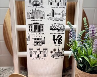 Philadelphia Pennsylvania Tea Towel - Philadelphia Pennsylvania Gift - Housewarming Gift Kitchen Towel