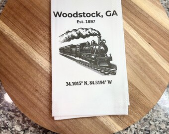 Woodstock Georgia Tea Towel | Woodstock GA Gift | Kitchen Towel | City Souvenir