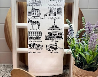 Baltimore Maryland City | Tea Towel Kitchen Towel Souvenir Gift