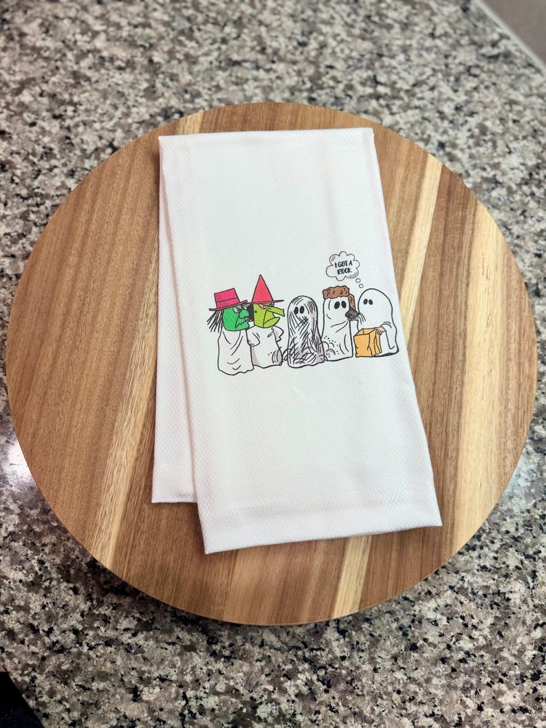 Halloween Dish Towel - Charlie Brown Halloween Costume - Funny Halloween Gift - Halloween Kitchen Decor - Kitchen Towel - Gift for Her image 2