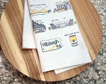Pittsburgh Pennsylvania Tea Towel - Pittsburgh Pennsylvania Gift - Housewarming Gift Kitchen Towel - Pittsburgh Pennsylvania Souvenir