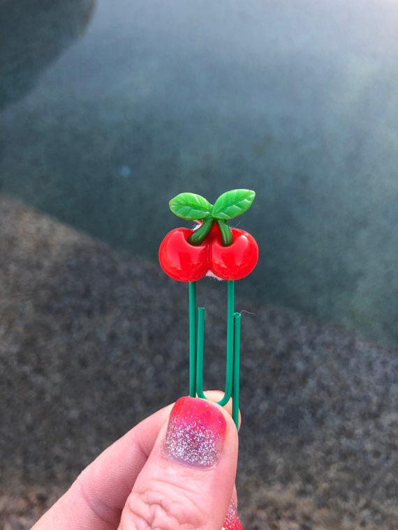 1 Red Strawberry And 1 Red Cherry Bookmark