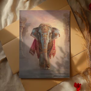 Royal Elephant in India – Indiase decor dierenprint, exotische muurkunst voor boho-ruimtes – ingelijst