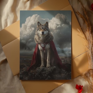 Wolf Chieftain Poster – Viking Fantasy Animal Art, Nordic Wild Wolf Wall Print
