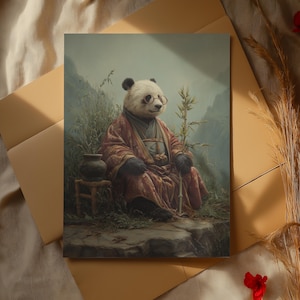 Wise Panda in Sichuan – Asian Animal Art Print, Nature Explorer Wall Decor – Unframed