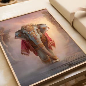 Royal Elephant in India – Indiase decor dierenprint, exotische muurkunst voor boho-ruimtes – klaar om op te hangen