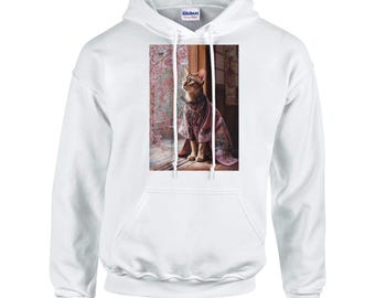 Kimono Cat Art Print: Japanese Cherry Blossom Wall Decor