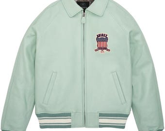 Chaqueta de cuero Avirex Real Bomber American Flight Jacket para hombre