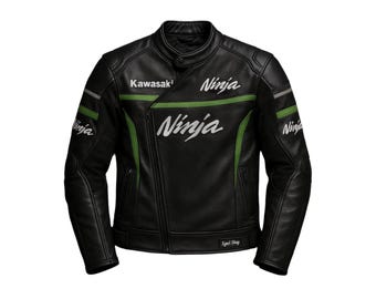 Kawasaki Ninja Racing Motorbike Jacket Real Genuine MotorGP Biker Leather Jacket