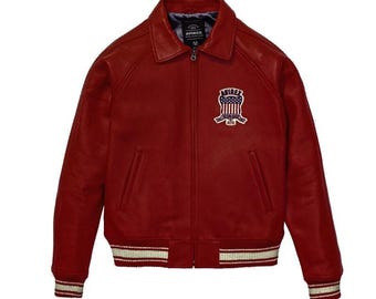 Men's Avirex Real Leather Bomber Jacket American Flight Style