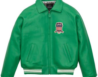 Chaqueta de vuelo americana Avirex Real Bomber para hombre, 100 % piel de cordero