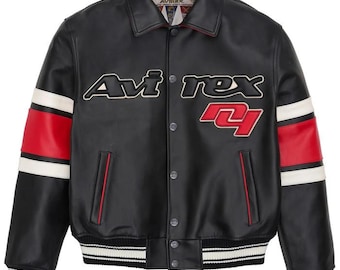 Men's Avirex Real Leather Bomber Jacket American Flight style Jacket