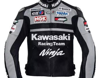 Kawasaki Ninja Racing Leather Motorcycle Jacket: Biker Style