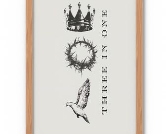 Minimalist Trinity Wall Art, Father Son Holy Spirit Print, Modern Christian Symbolism, Framed Spiritual Home Decor