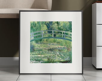Nenúfares y el puente japonés – Lienzo con jardín de Claude Monet, arte mural impresionista de naturaleza, impresión de paisaje de Giverny