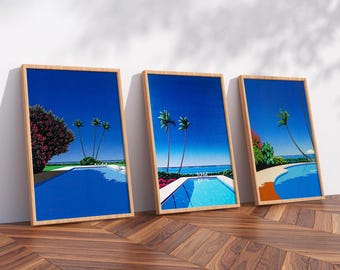 Elv Alps by Hiroshi Nagai Set of 3 , Wooden Framed Art, Japanese