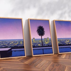 Pacific Breeze 2 by Hiroshi Nagai Set of 3 , Wooden  Art, Japanese Retro Wall Print, 80s Aesthetic Decor, Vintage Coastal Poster