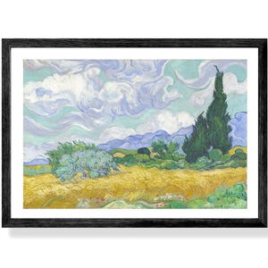 フィンセント・ファン・ゴッホ - 糸杉のある麦畑 1889年 額入りポスター