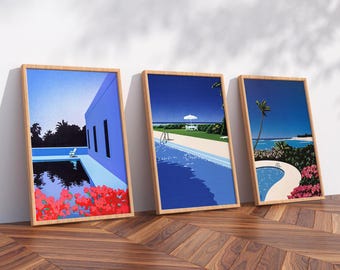 Chillside, Impender Beach,sweet Breeze by Hiroshi Nagai Set of 3