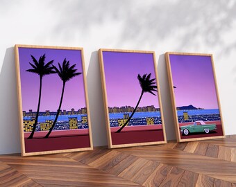 Elv Alps by Hiroshi Nagai Set of 3 , Wooden Framed Art, Japanese