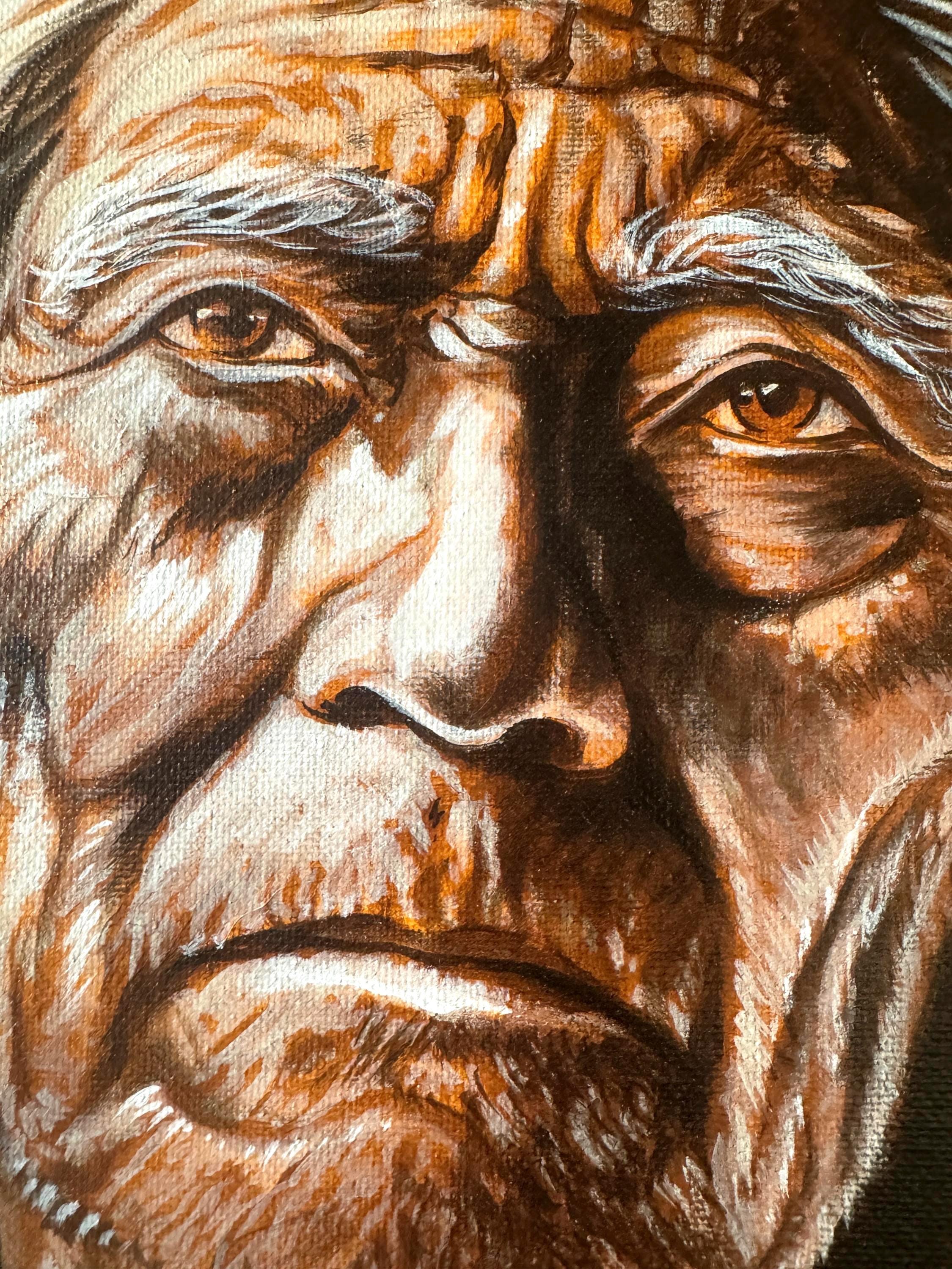 ネイティブアメリカンの肖像画：長老の知恵、ターコイズのネックレス