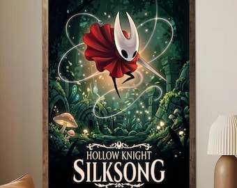 Póster de Hollow Knight: Silksong sin marco, arte mural de exploración de Pharloom, lámina del juego Hornet 2026, decoración de juegos independientes