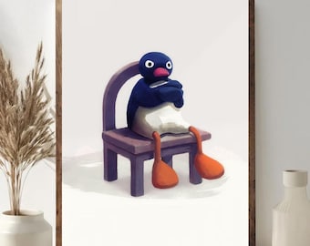 Angry Pingu Meme Poster Unframed, Funny Cartoon Reaction Wall Art