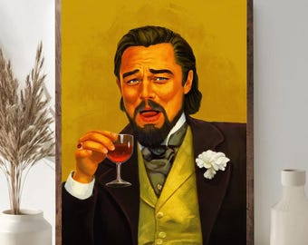 Laughing Leo Meme Poster Unframed, Funny Movie Reaction Wall Art