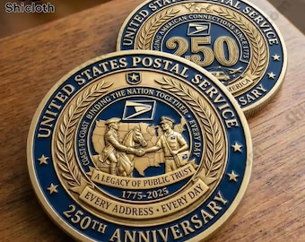 Moneda conmemorativa del 250 aniversario del Servicio Postal, artículo de colección.