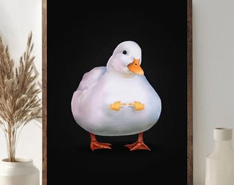 Cute Duck Meme Poster Unframed, Funny Animal Wall Art Print