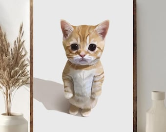 Cute Cat Meme Poster Unframed, Funny Kitty Wall Art Print