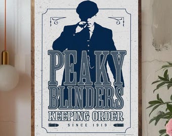 Póster con cita "Manteniendo el orden desde 1919" sin marco, arte de Peaky Blinders