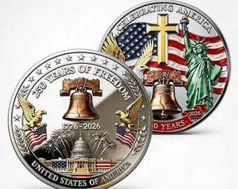 Moneda de colección del 250 aniversario de Estados Unidos, recuerdo patriótico del aniversario.