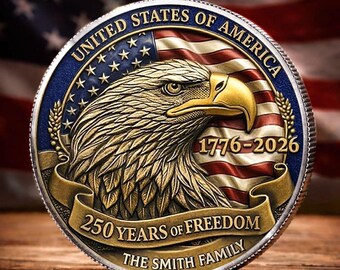 Moneda personalizada del 250 aniversario de Estados Unidos, regalo para familias estadounidenses orgullosas