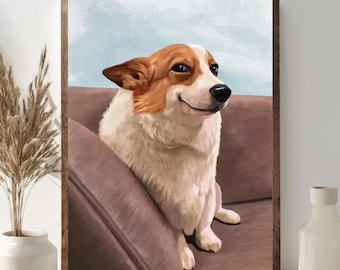 Smiling Corgi Meme Poster Unframed, Funny Dog Wall Art Print