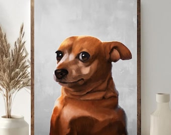 Tense Dog Meme Poster Unframed, Funny Pet Reaction Wall Art Print