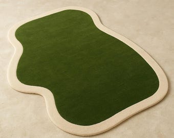 Irregular Hand-Tufted Wool Rug | Abstract Wavy Modern Area Carpet