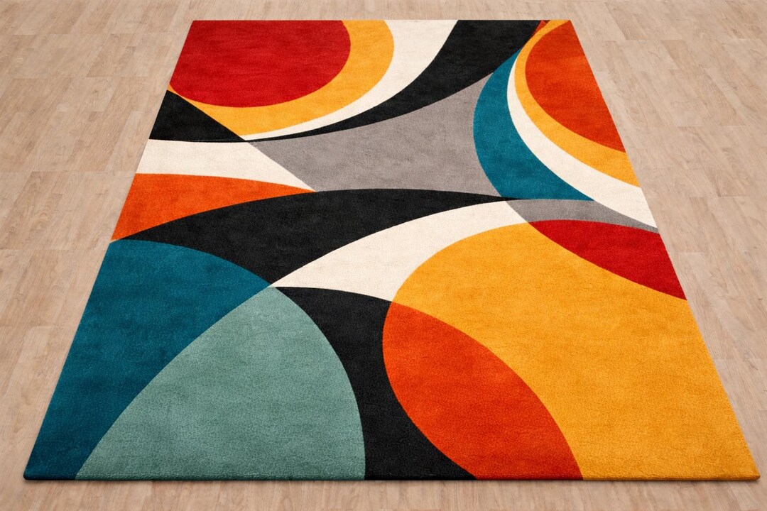 Rectagular Rug Design Rectangular Shaped Hand-tufted Modern Area Rug: Multi-coloured ...