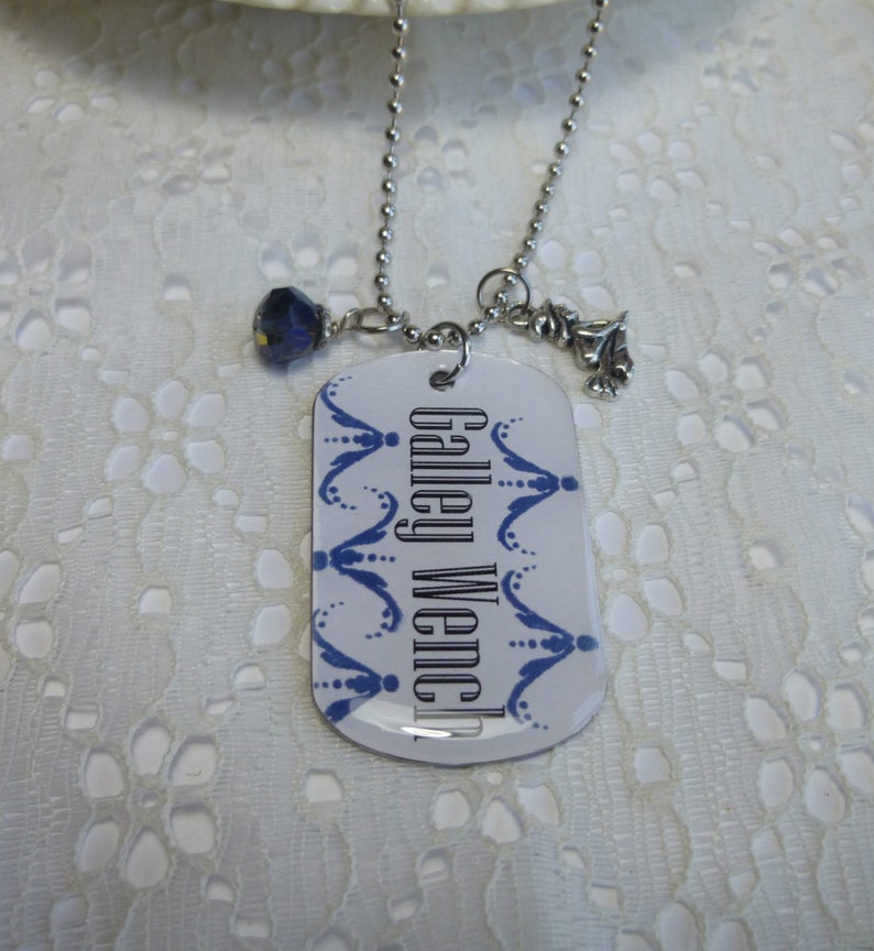 Flight Attendant Jewelry Galley Wench Flight Attendant Dog Tag Pendant Necklace with Charms on Ball Chain