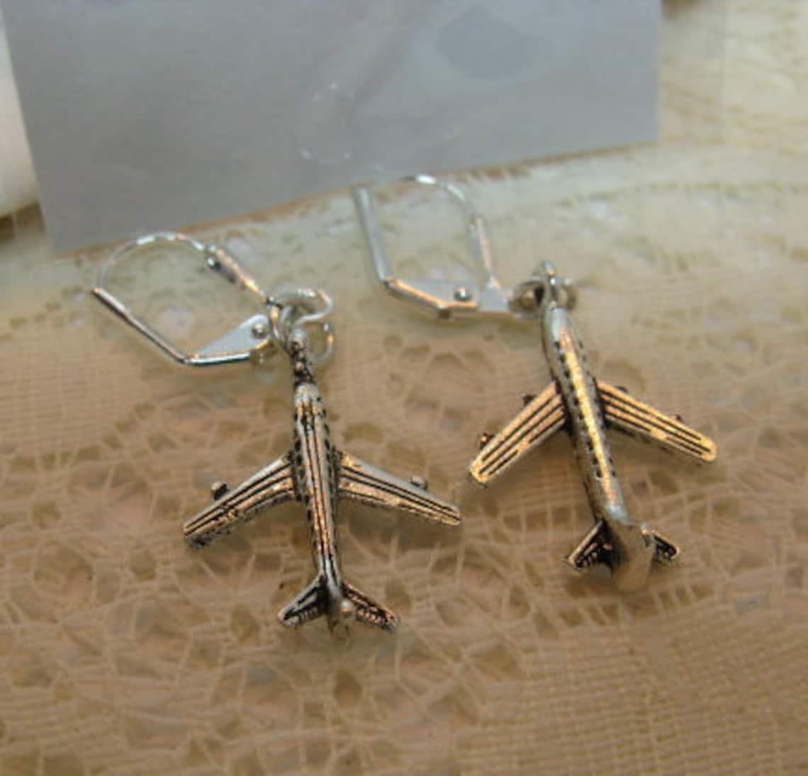Flight Attendant Jewelry Flight Attendant Earrings Silver Jet Etsy